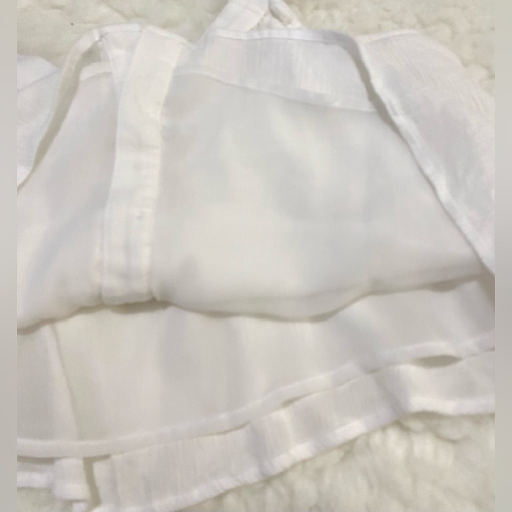 American Eagle Womens S Solid White Ruffle Sleeve Top Boho Y2K Cottagecore - Picture 7 of 14